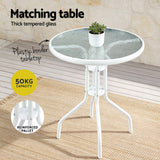 Gardeon 3PC Outdoor Bistro Set Table and Chairs Stackable Patio Furniture White