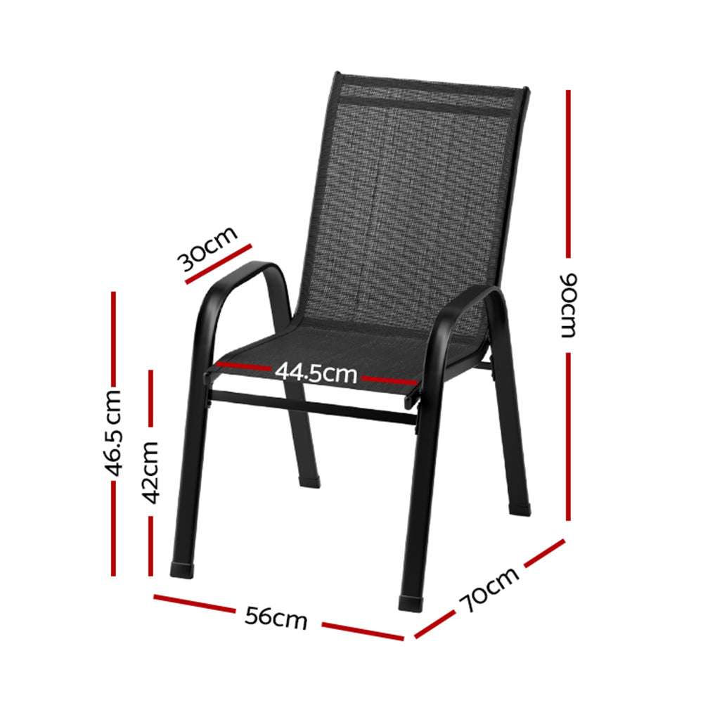 Outdoor Dining Sets: Gardeon 6PC Outdoor Dining Chairs Stackable Lounge Chair Patio Furniture Black