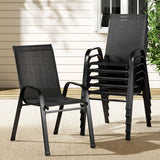 Gardeon 6PC Outdoor Dining Chairs Stackable Lounge Chair Patio Furniture Black