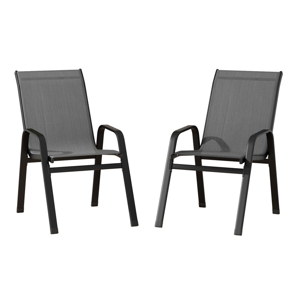 Outdoor Chairs: Gardeon 2PC Outdoor Dining Chairs Stackable Lounge Chair Patio Furniture Grey