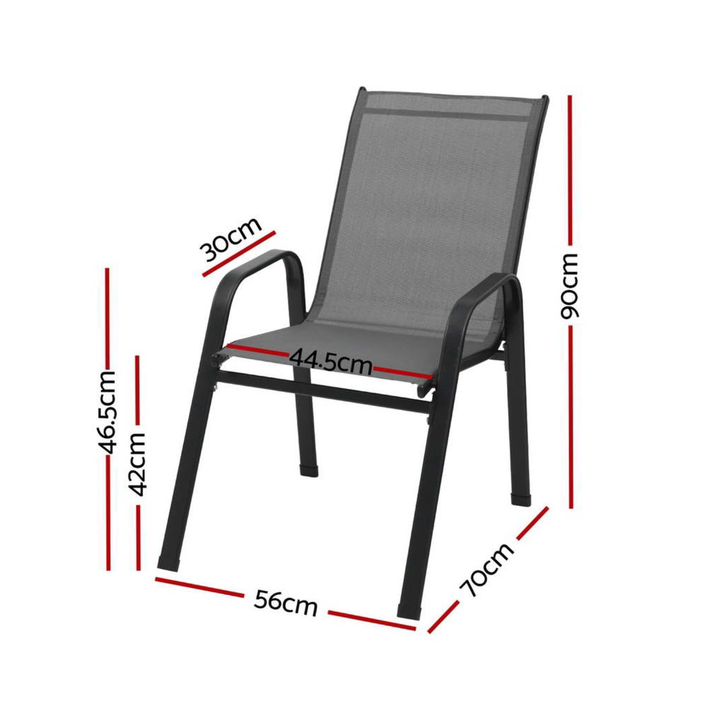 Outdoor Chairs: Gardeon 2PC Outdoor Dining Chairs Stackable Lounge Chair Patio Furniture Grey