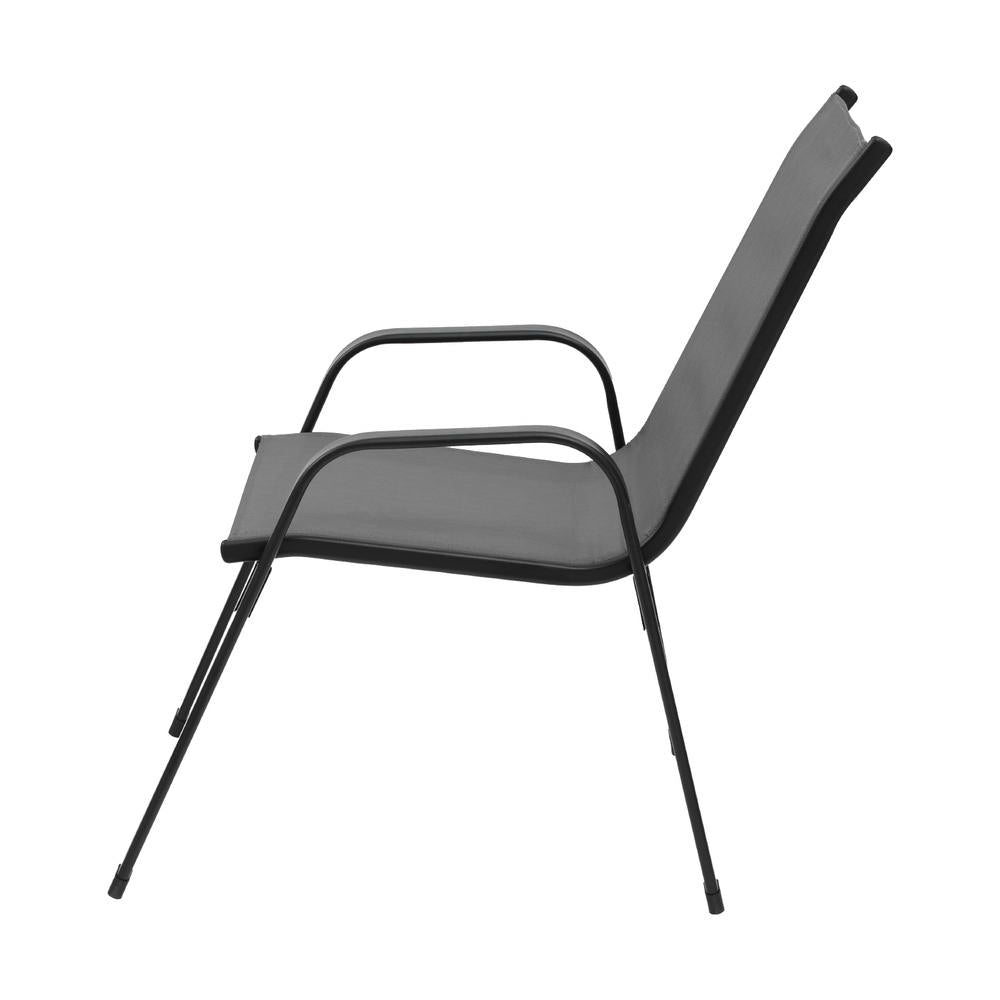 Outdoor Chairs: Gardeon 2PC Outdoor Dining Chairs Stackable Lounge Chair Patio Furniture Grey