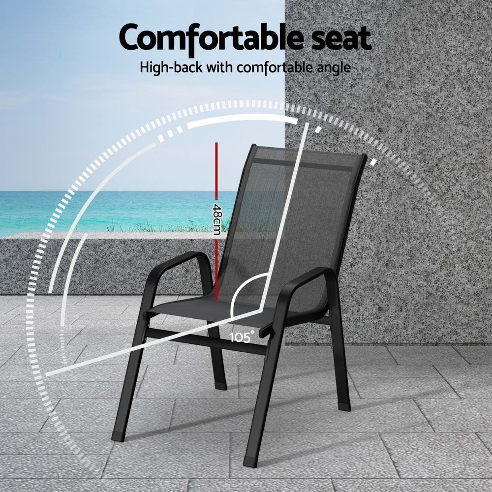 Outdoor Chairs: Gardeon 2PC Outdoor Dining Chairs Stackable Lounge Chair Patio Furniture Grey