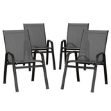Gardeon 4PC Outdoor Dining Chairs Stackable Lounge Chair Patio Furniture Grey