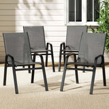 Gardeon 4PC Outdoor Dining Chairs Stackable Lounge Chair Patio Furniture Grey