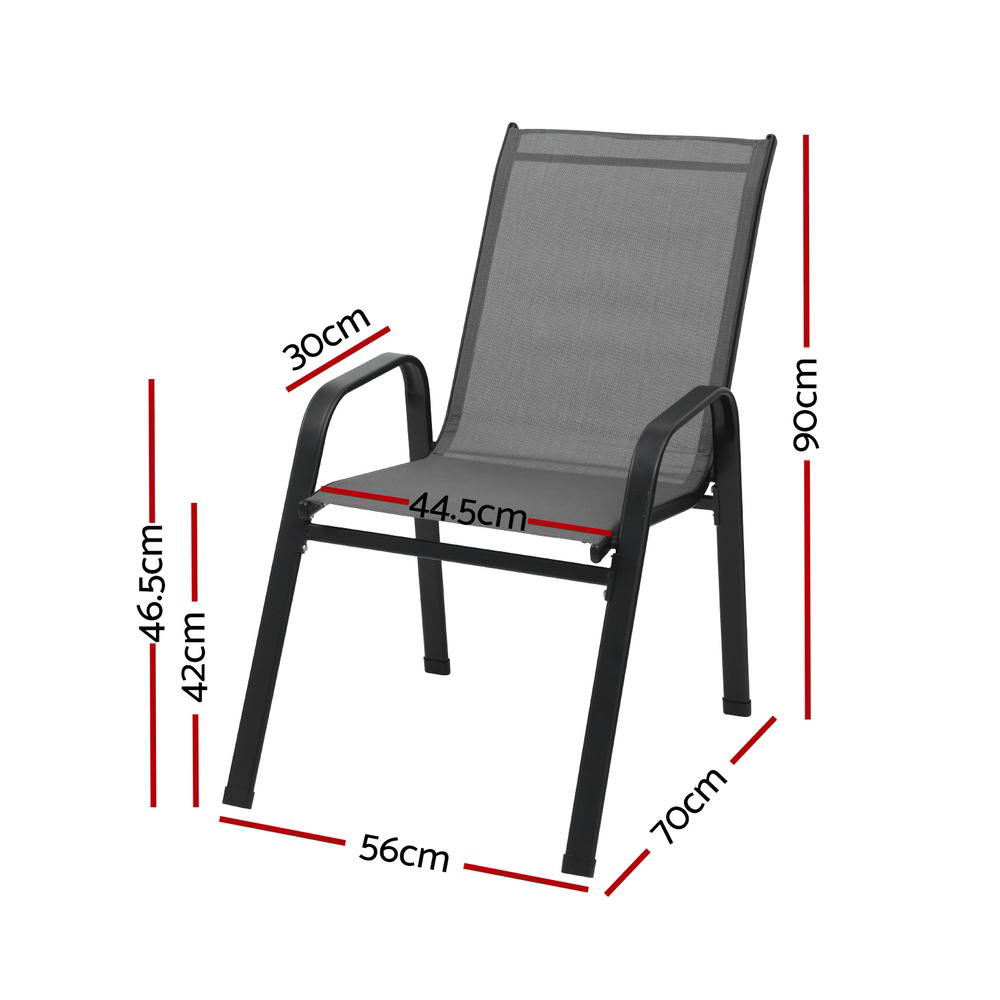 Outdoor Chairs: Gardeon 6PC Outdoor Dining Chairs Stackable Lounge Chair Patio Furniture Grey