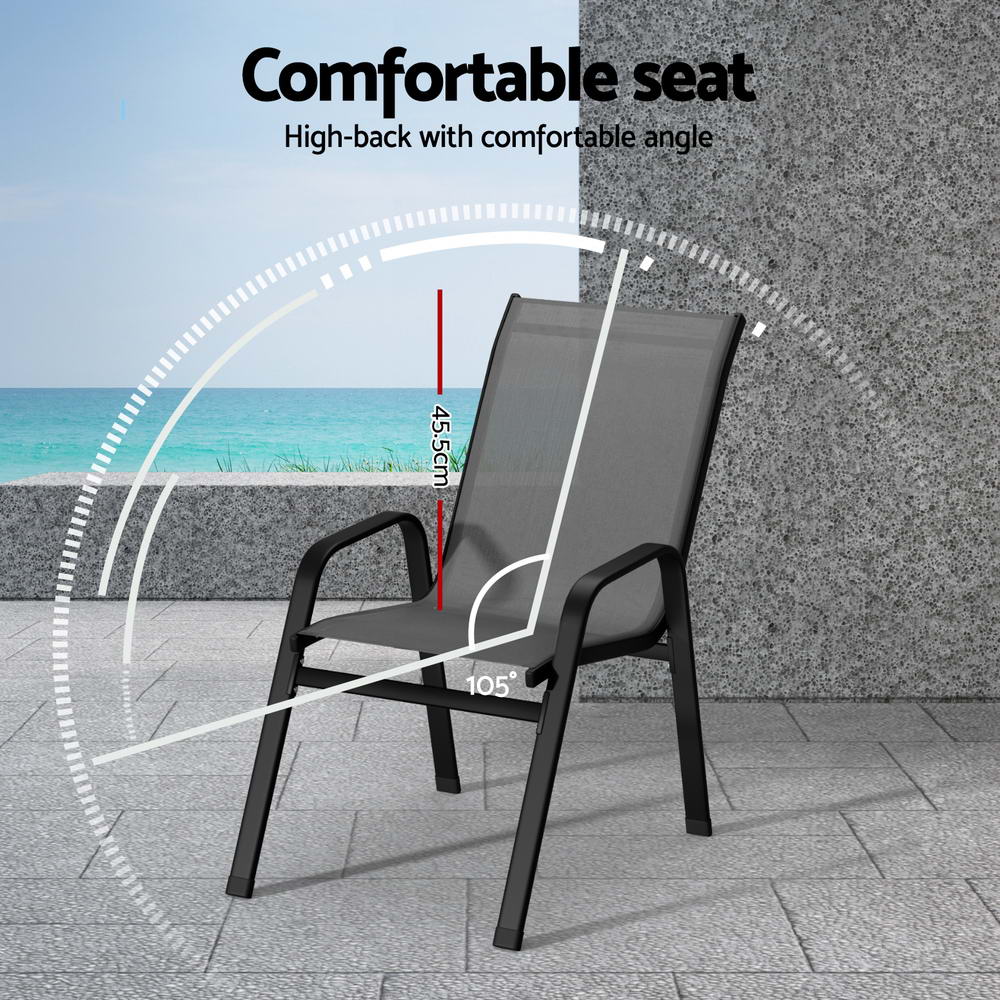 Outdoor Chairs: Gardeon 6PC Outdoor Dining Chairs Stackable Lounge Chair Patio Furniture Grey