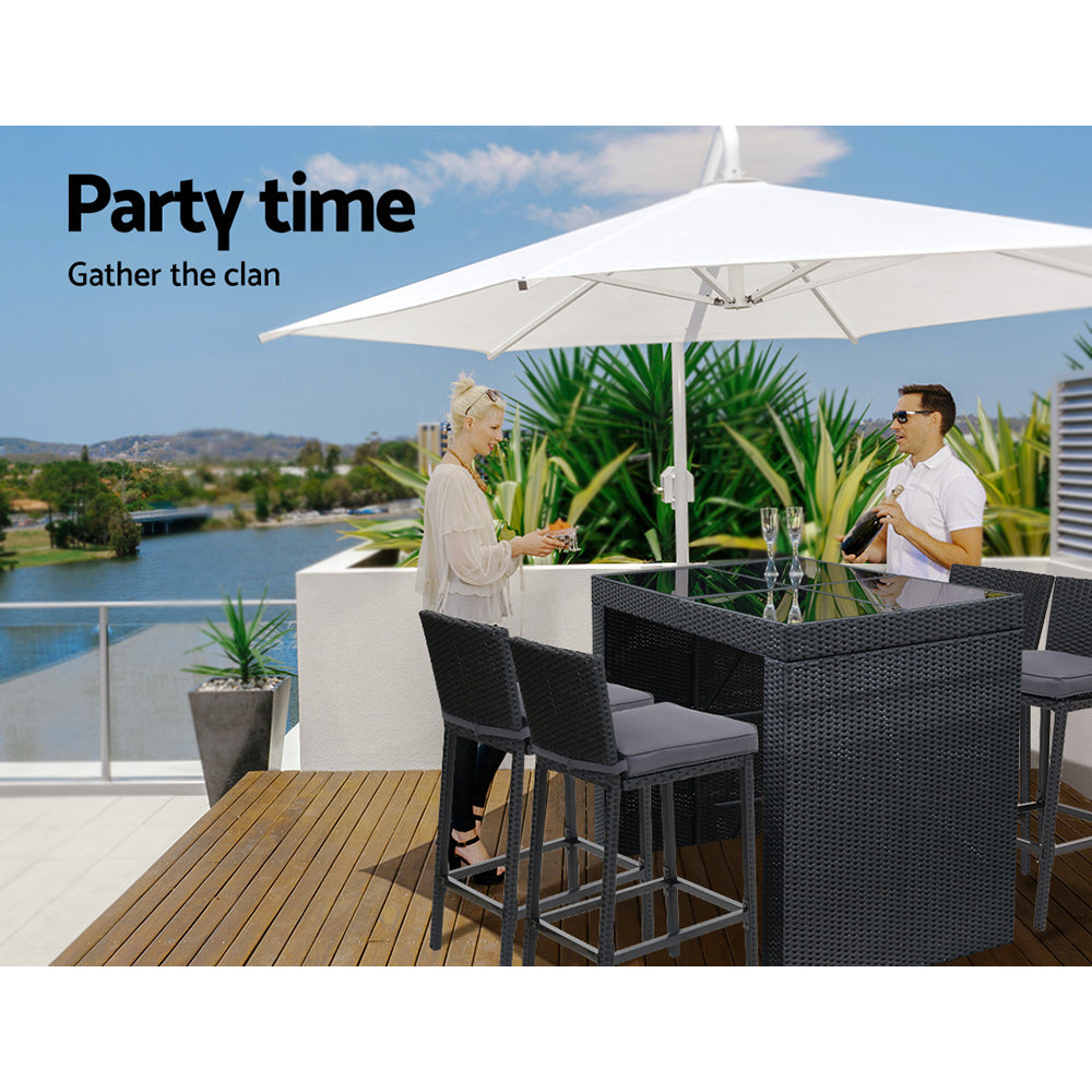 Outdoor Chairs: Gardeon 5-Piece Outdoor Bar Set Dining Table Stools Wicker Patio Setting