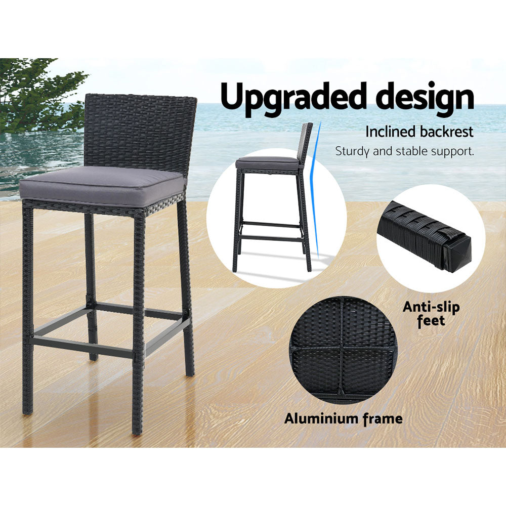 Outdoor Chairs: Gardeon 5-Piece Outdoor Bar Set Dining Table Stools Wicker Patio Setting