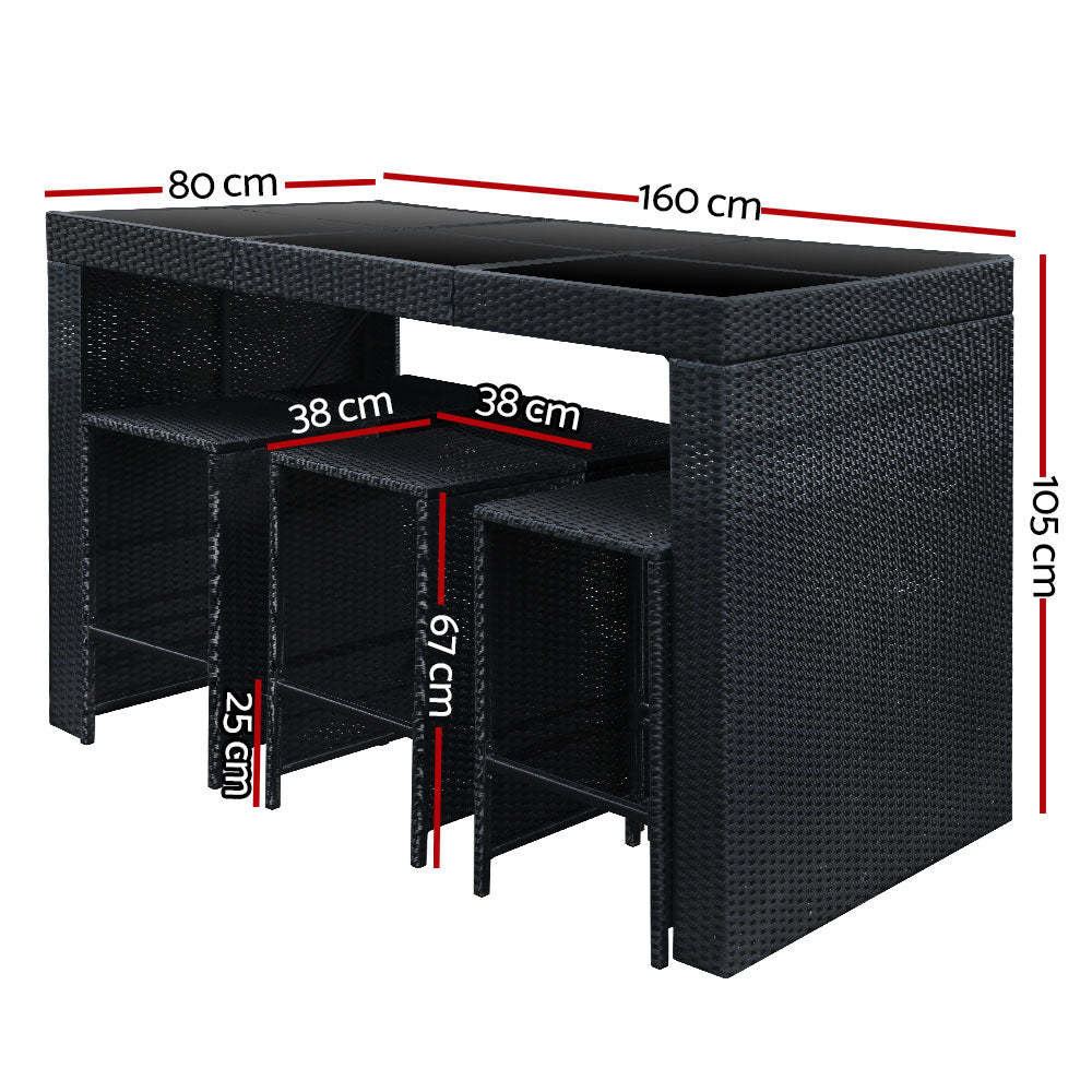 Outdoor Dining Sets: Gardeon 7-Piece Outdoor Bar Set Dining Table Stools Wicker Patio Setting