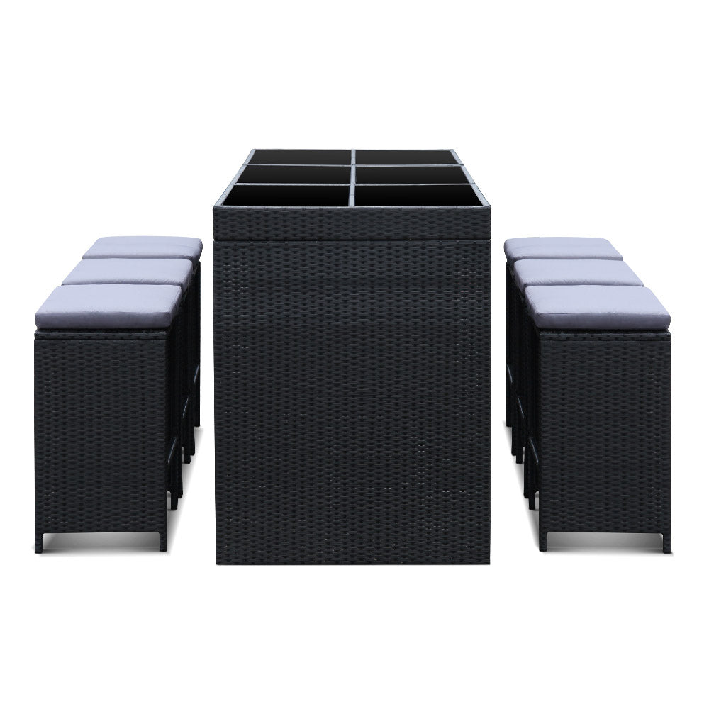 Outdoor Dining Sets: Gardeon 7-Piece Outdoor Bar Set Dining Table Stools Wicker Patio Setting