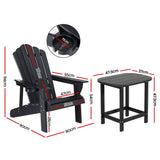 Outdoor Chairs: Gardeon Outdoor Table and Chairs HDPE Adirondack Beach Chair Sun Lounge Patio Furniture Garden Black