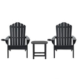 Outdoor Chairs: Gardeon Outdoor Table and Chairs HDPE Adirondack Beach Chair Sun Lounge Patio Furniture Garden Black
