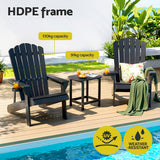 Outdoor Chairs: Gardeon Outdoor Table and Chairs HDPE Adirondack Beach Chair Sun Lounge Patio Furniture Garden Black