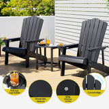 Outdoor Chairs: Gardeon Outdoor Table and Chairs HDPE Adirondack Beach Chair Sun Lounge Patio Furniture Garden Black