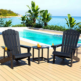 Outdoor Chairs: Gardeon Outdoor Table and Chairs HDPE Adirondack Beach Chair Sun Lounge Patio Furniture Garden Black