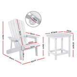 Outdoor Chairs: Gardeon Outdoor Table and Chairs HDPE Adirondack Beach Chair Sun Lounge Patio Furniture Garden White