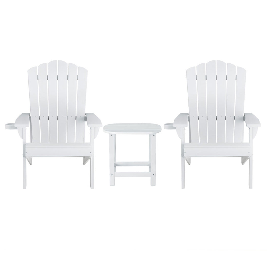 Outdoor Chairs: Gardeon Outdoor Table and Chairs HDPE Adirondack Beach Chair Sun Lounge Patio Furniture Garden White