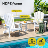 Outdoor Chairs: Gardeon Outdoor Table and Chairs HDPE Adirondack Beach Chair Sun Lounge Patio Furniture Garden White