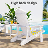 Outdoor Chairs: Gardeon Outdoor Table and Chairs HDPE Adirondack Beach Chair Sun Lounge Patio Furniture Garden White