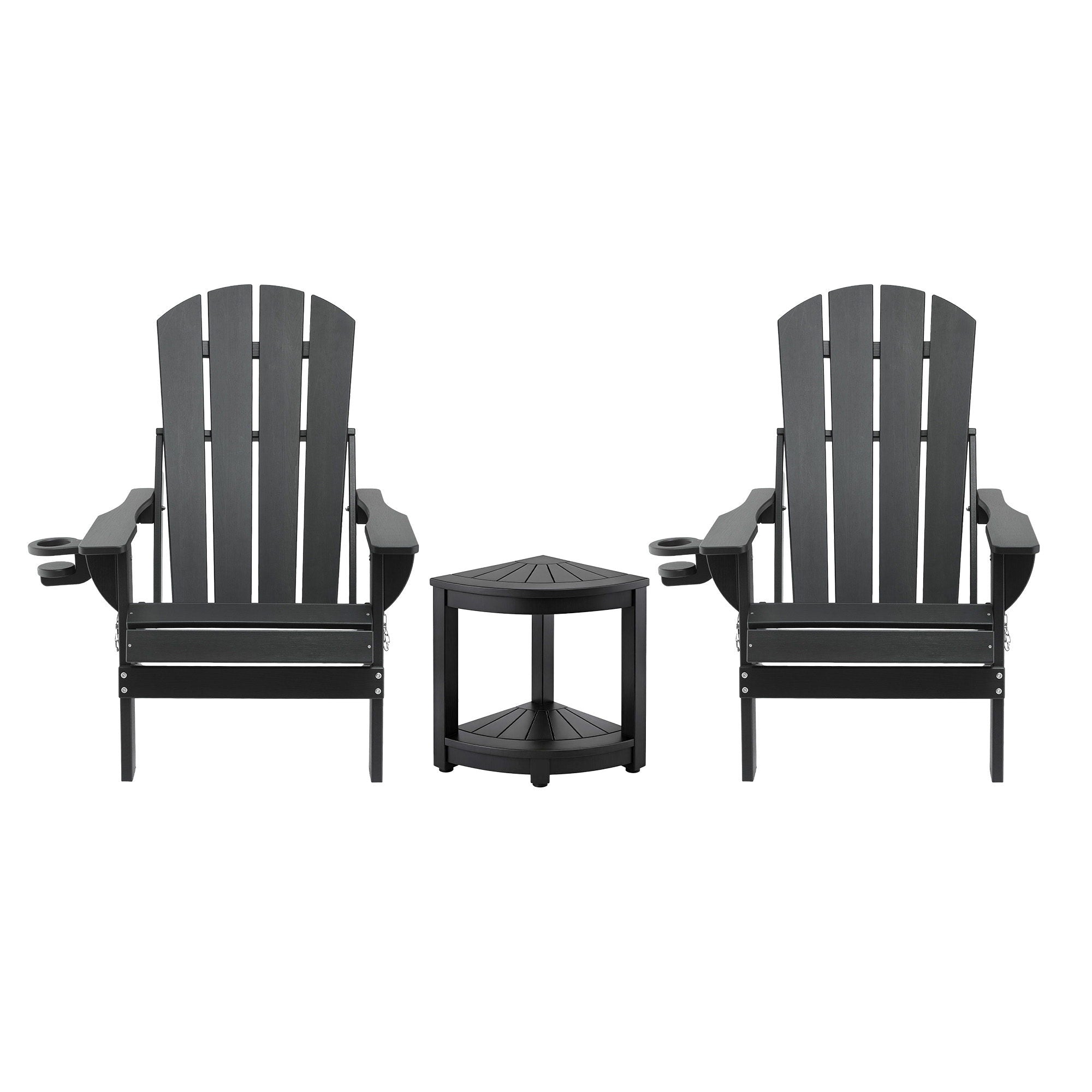 Gardeon Outdoor Table and Chairs HDPE Folding Adirondack Beach Chair Patio Furniture Black