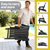 Gardeon Outdoor Table and Chairs HDPE Folding Adirondack Beach Chair Patio Furniture Black