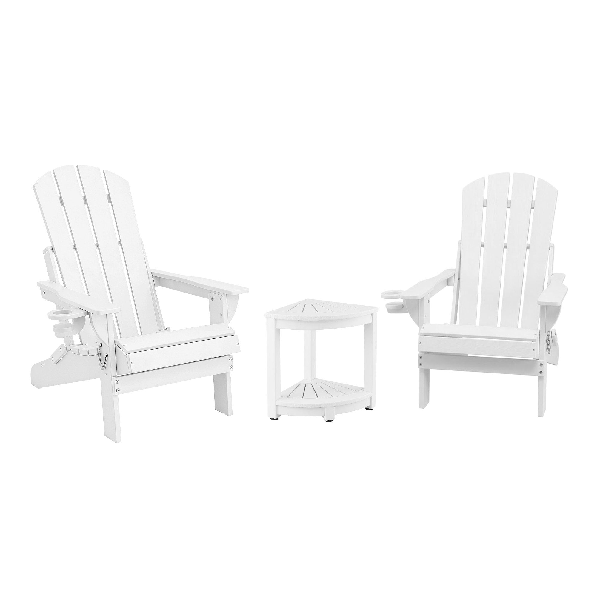 Gardeon Outdoor Table and Chairs HDPE Folding Adirondack Beach Chair Patio Furniture White