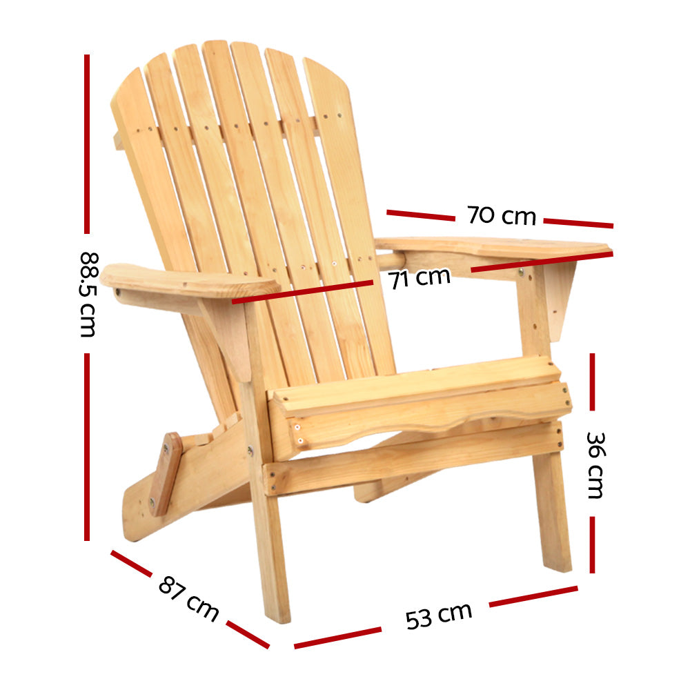 Outdoor Chairs: Gardeon Adirondack Outdoor Chairs Wooden Beach Chair Patio Furniture Garden Natural