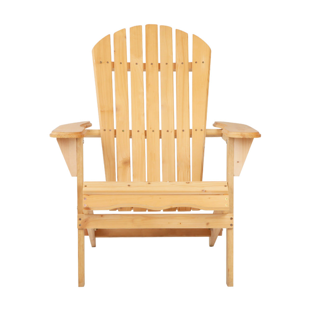Outdoor Chairs: Gardeon Adirondack Outdoor Chairs Wooden Beach Chair Patio Furniture Garden Natural