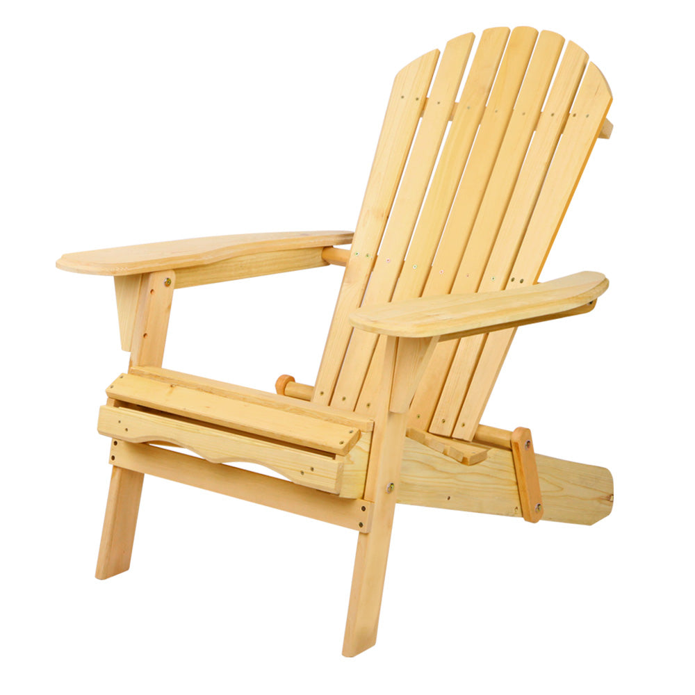 Outdoor Chairs: Gardeon Adirondack Outdoor Chairs Wooden Beach Chair Patio Furniture Garden Natural