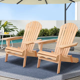 Outdoor Chairs: Gardeon Adirondack Outdoor Chairs Wooden Beach Chair Patio Furniture Garden Natural Set of 2