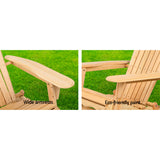 Outdoor Chairs: Gardeon Adirondack Outdoor Chairs Wooden Beach Chair Patio Furniture Garden Natural Set of 2