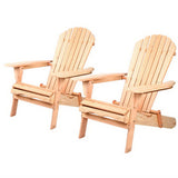 Outdoor Chairs: Gardeon Adirondack Outdoor Chairs Wooden Beach Chair Patio Furniture Garden Natural Set of 2