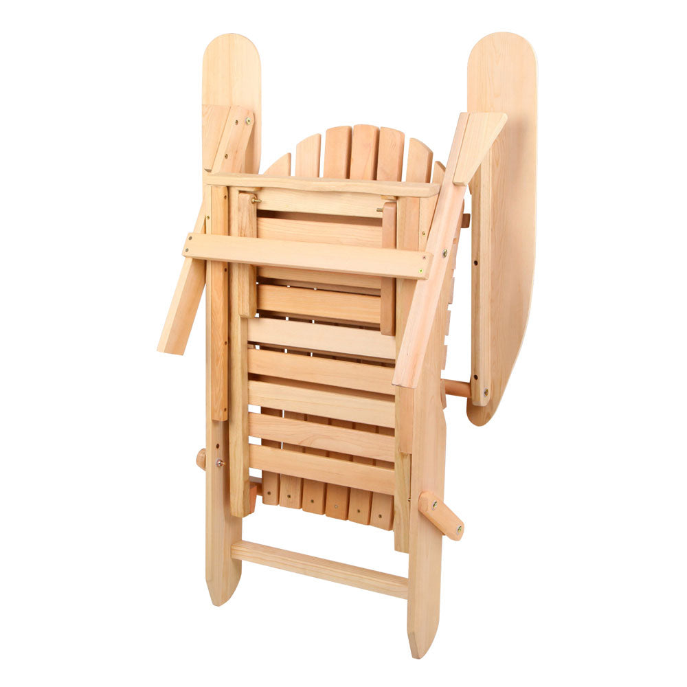 Outdoor Sofas & Lounge Sets: Gardeon 3PC Adirondack Outdoor Table and Chairs? Wooden Sun Lounge Beach Patio Natural