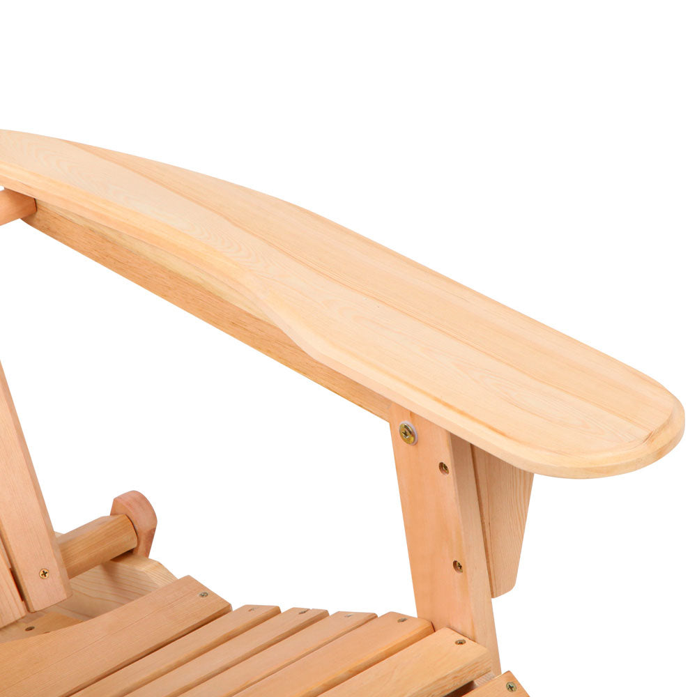 Outdoor Sofas & Lounge Sets: Gardeon 3PC Adirondack Outdoor Table and Chairs? Wooden Sun Lounge Beach Patio Natural
