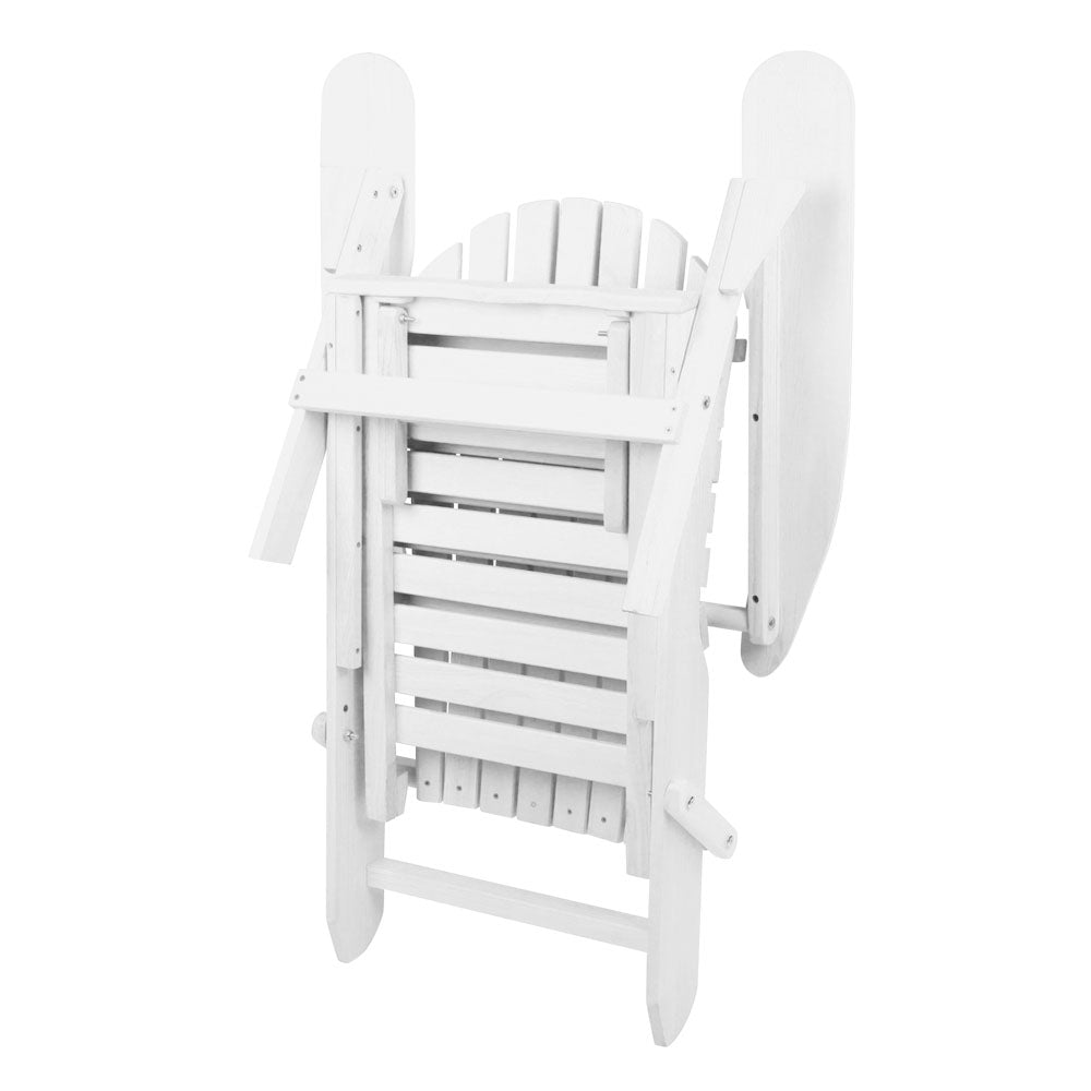 Outdoor Sofas & Lounge Sets: Gardeon 3PC Adirondack Outdoor Table and Chairs Wooden Sun Lounge Beach Patio White