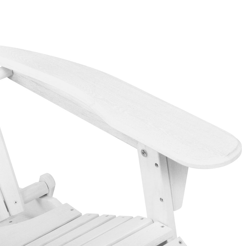 Outdoor Sofas & Lounge Sets: Gardeon 3PC Adirondack Outdoor Table and Chairs Wooden Sun Lounge Beach Patio White