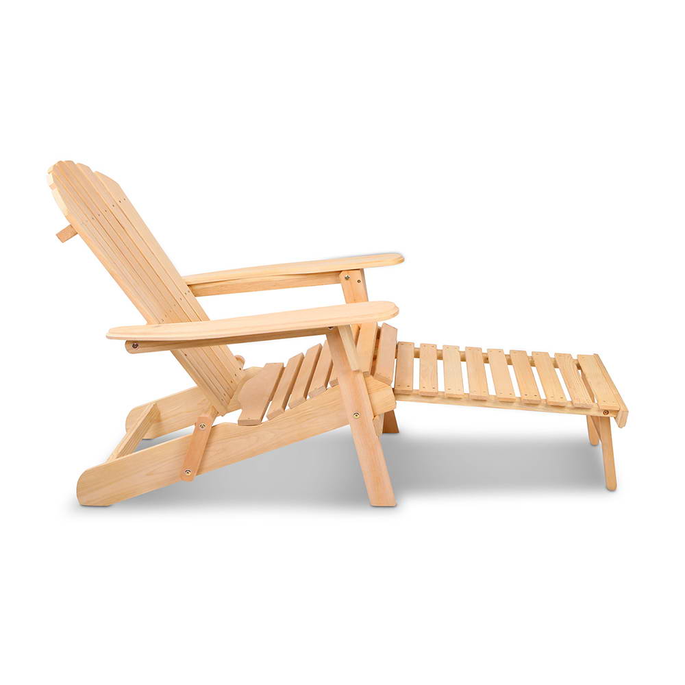 Outdoor Chairs: Gardeon Adirondack Outdoor Chairs Wooden Sun Lounge Patio Furniture Garden Natural