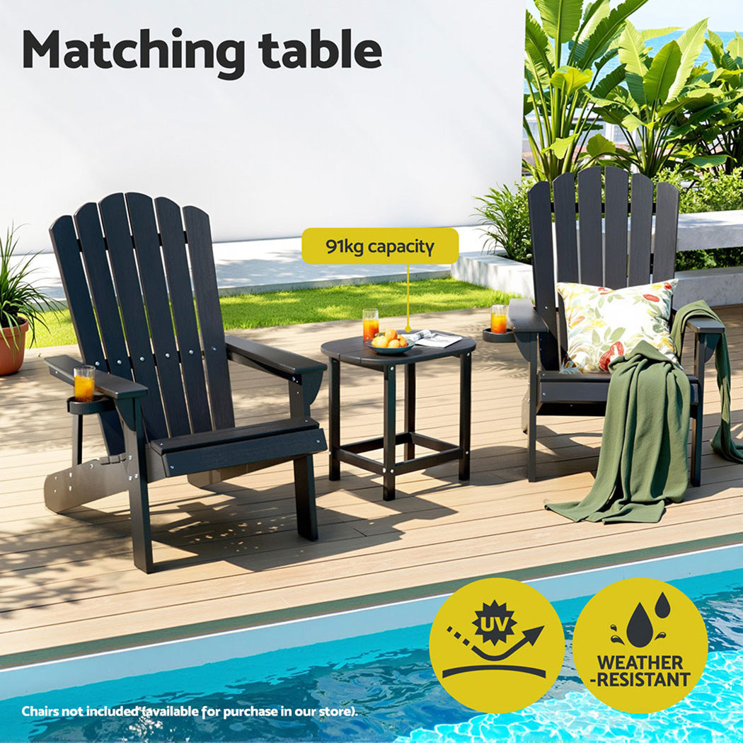 Outdoor Chairs: Gardeon Outdoor Coffee Side Table HDPE Desk Patio Furniture Camping Garden Black