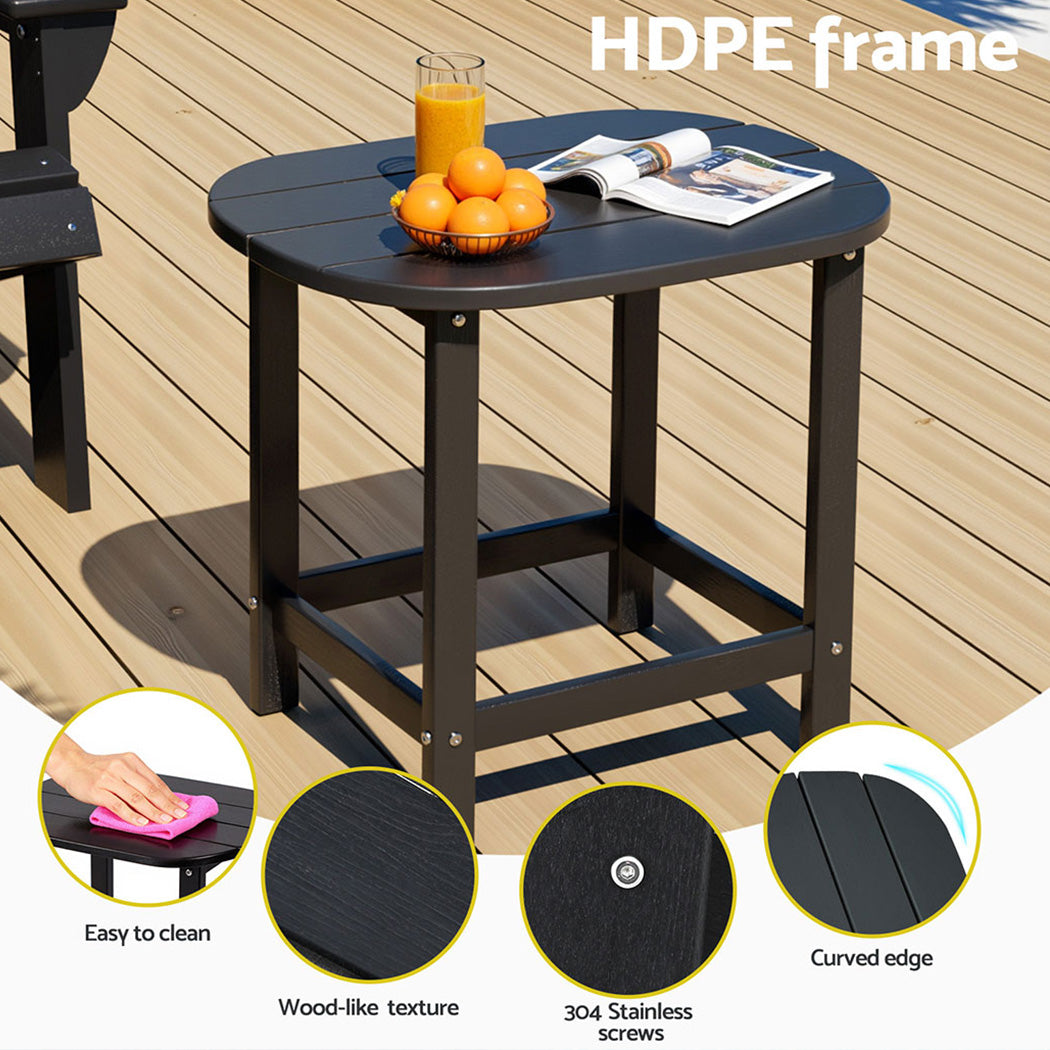 Outdoor Chairs: Gardeon Outdoor Coffee Side Table HDPE Desk Patio Furniture Camping Garden Black
