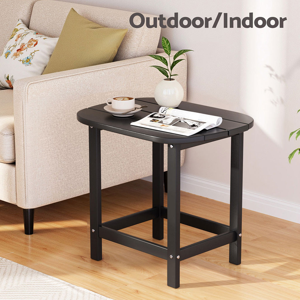 Outdoor Chairs: Gardeon Outdoor Coffee Side Table HDPE Desk Patio Furniture Camping Garden Black