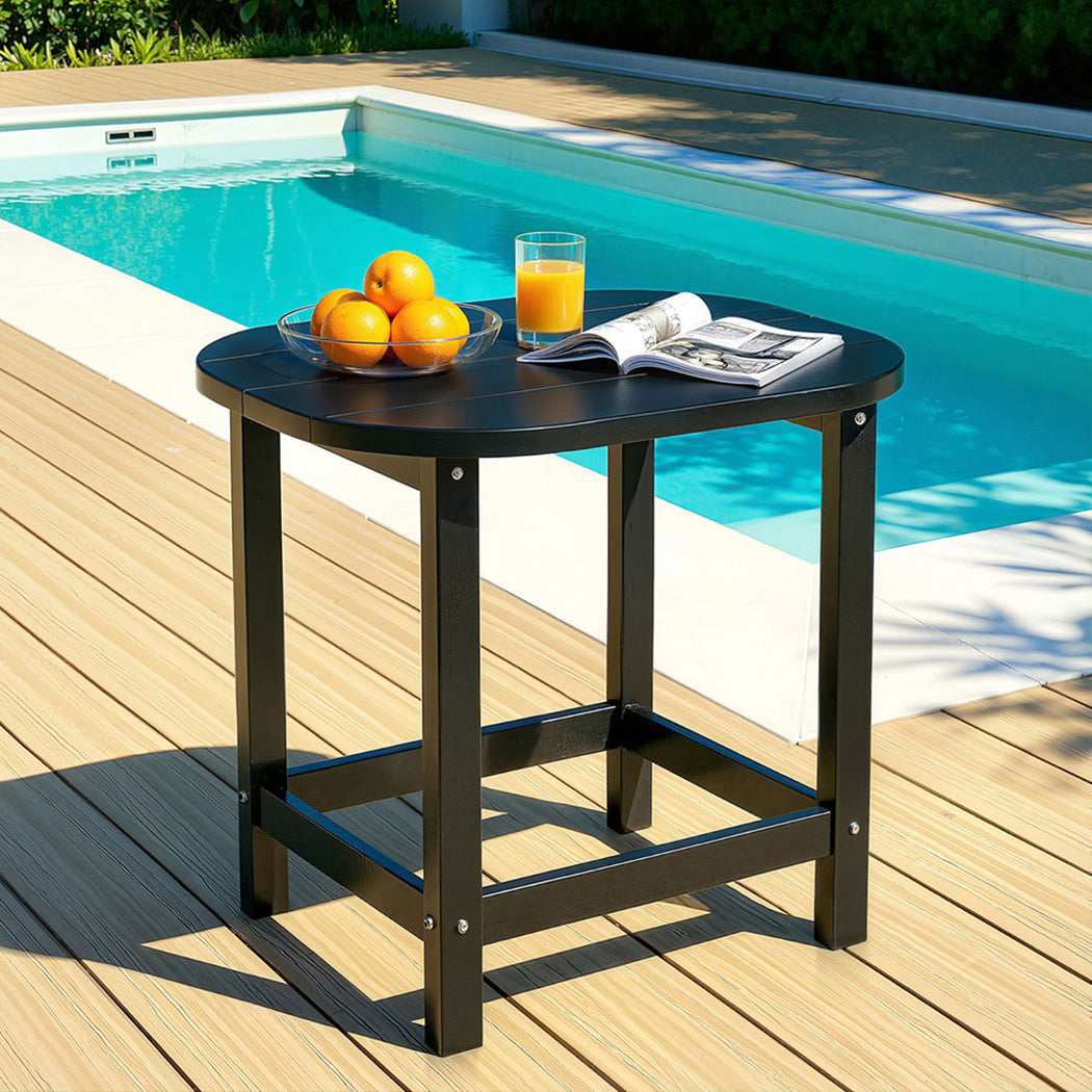 Outdoor Chairs: Gardeon Outdoor Coffee Side Table HDPE Desk Patio Furniture Camping Garden Black