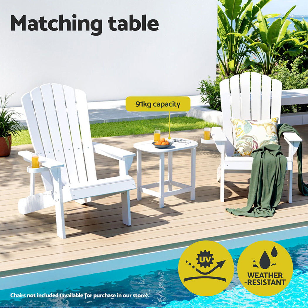 Outdoor Chairs: Gardeon Outdoor Coffee Side Table HDPE Desk Patio Furniture Camping Garden White
