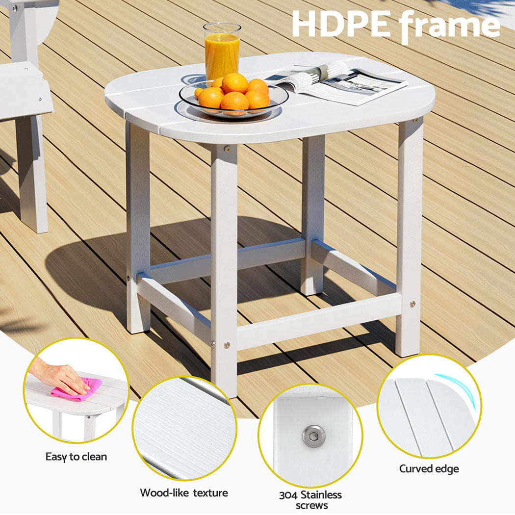 Outdoor Chairs: Gardeon Outdoor Coffee Side Table HDPE Desk Patio Furniture Camping Garden White