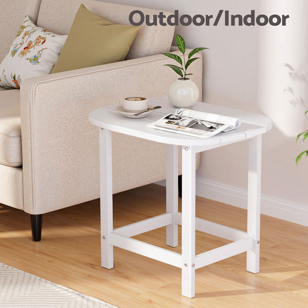 Outdoor Chairs: Gardeon Outdoor Coffee Side Table HDPE Desk Patio Furniture Camping Garden White