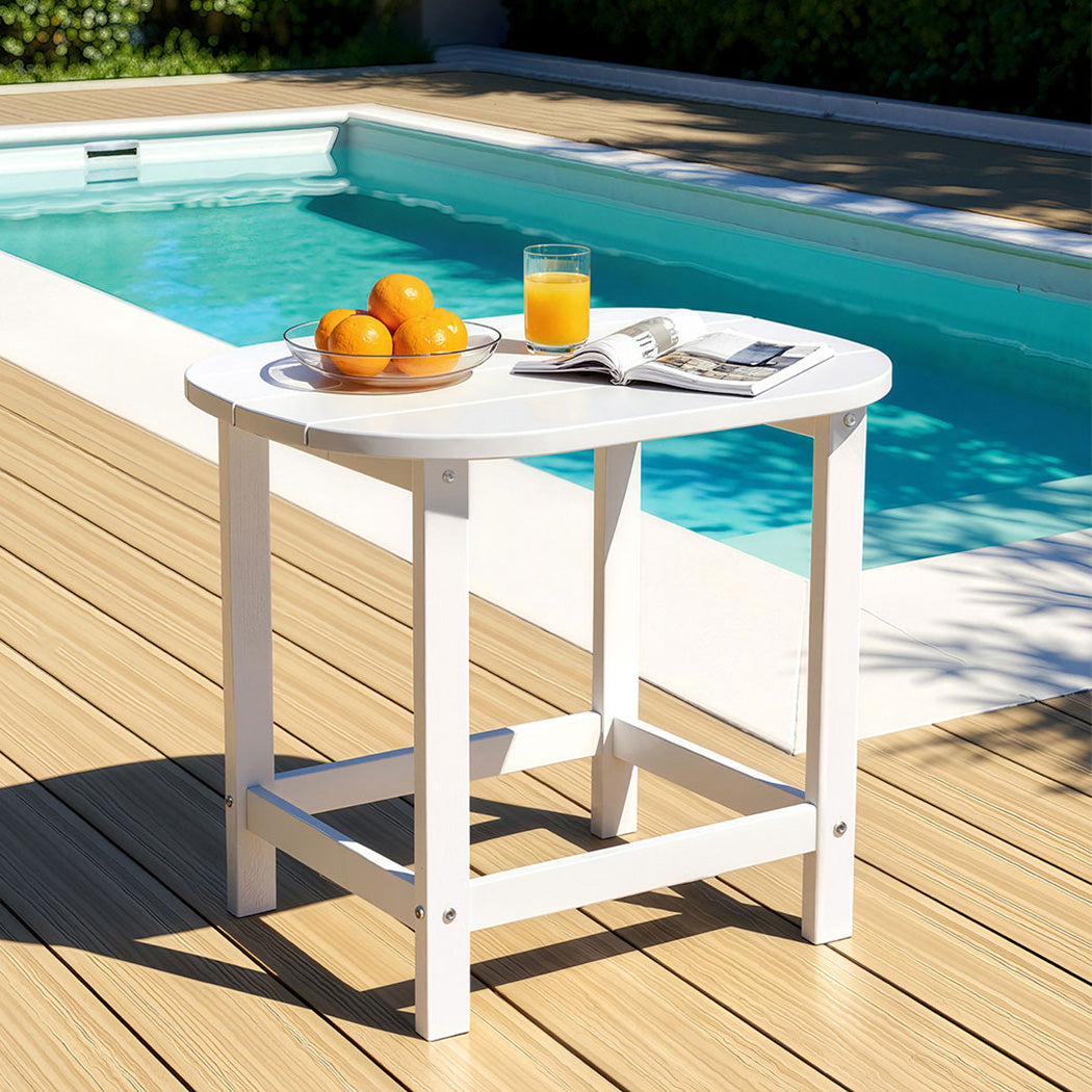 Outdoor Chairs: Gardeon Outdoor Coffee Side Table HDPE Desk Patio Furniture Camping Garden White