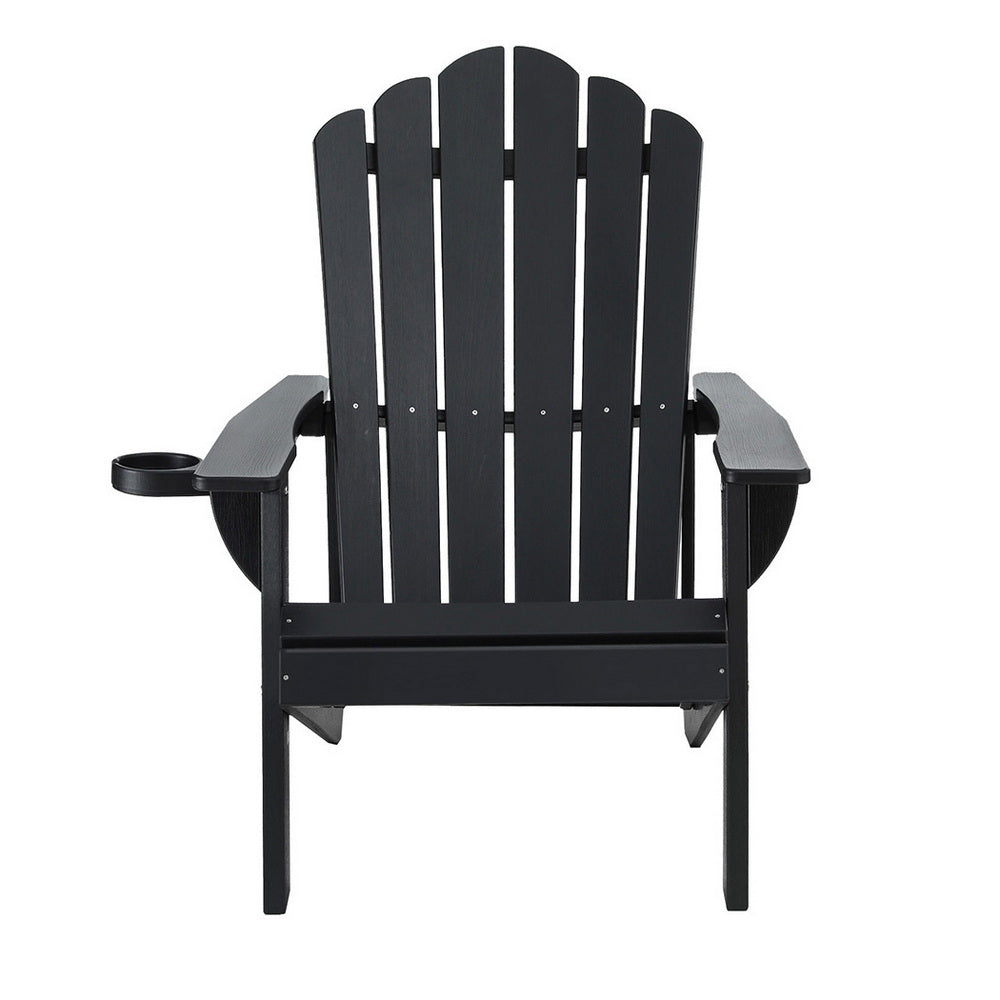 Outdoor Chairs: Gardeon Outdoor Chairs HDPE Adirondack Beach Chair Sun Lounge Patio Furniture Garden Black