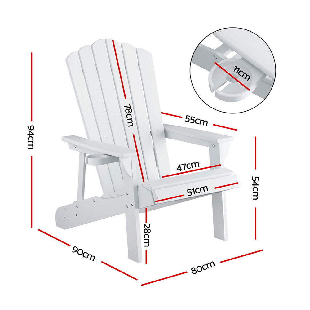 Outdoor Chairs: Gardeon Outdoor Chairs HDPE Adirondack Beach Chair Sun Lounge Patio Furniture Garden white
