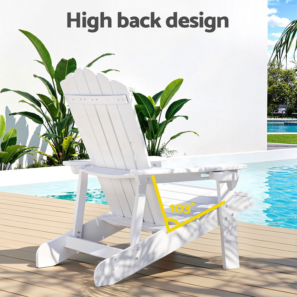 Outdoor Chairs: Gardeon Outdoor Chairs HDPE Adirondack Beach Chair Sun Lounge Patio Furniture Garden white