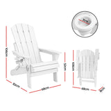 Gardeon Outdoor Chairs Folding Adirondack Beach Chair HDPE Sun Lounge Patio Furniture Garden White